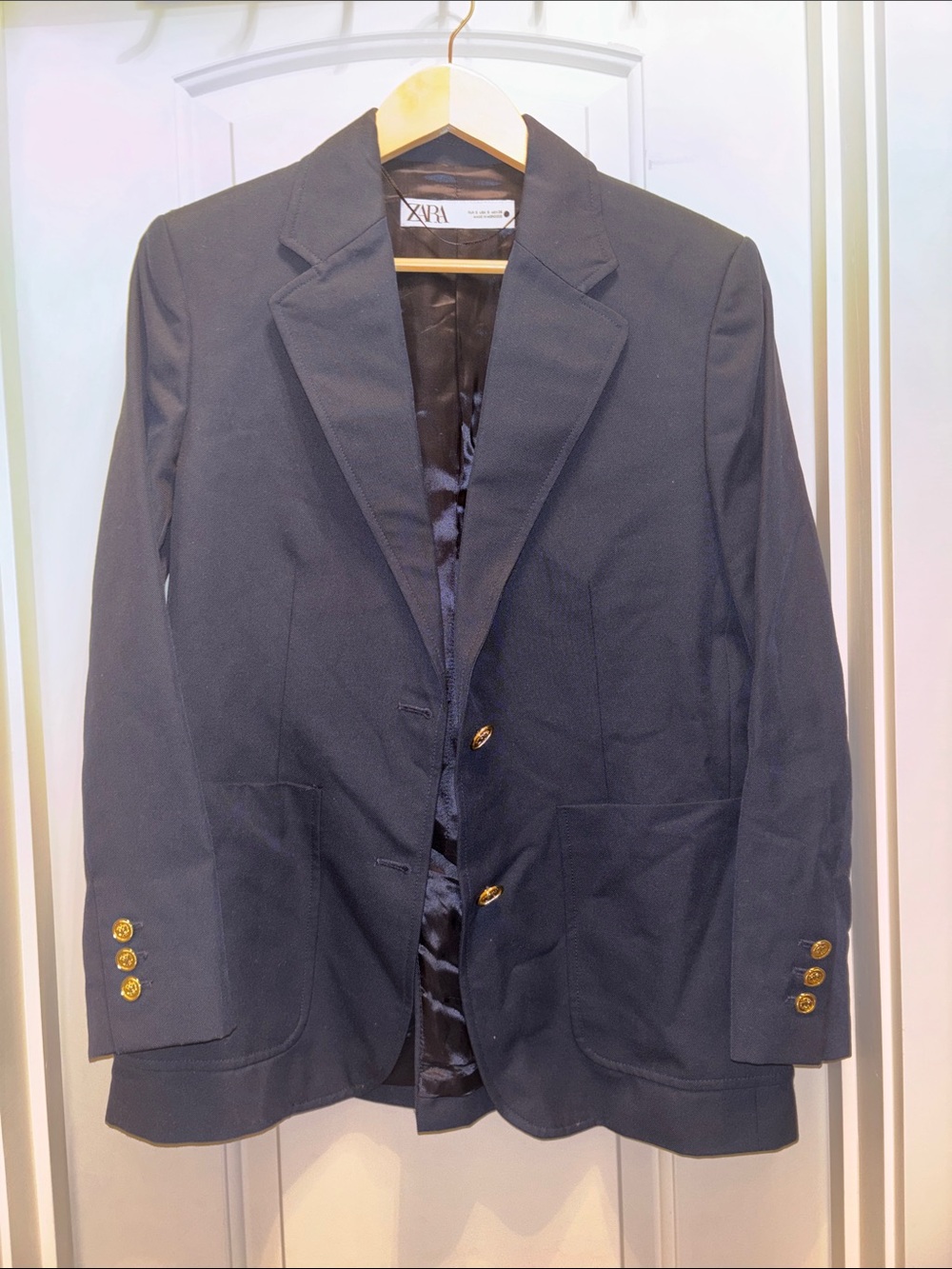 Zara Women’s Dark Navy Blazer with Gold Buttons